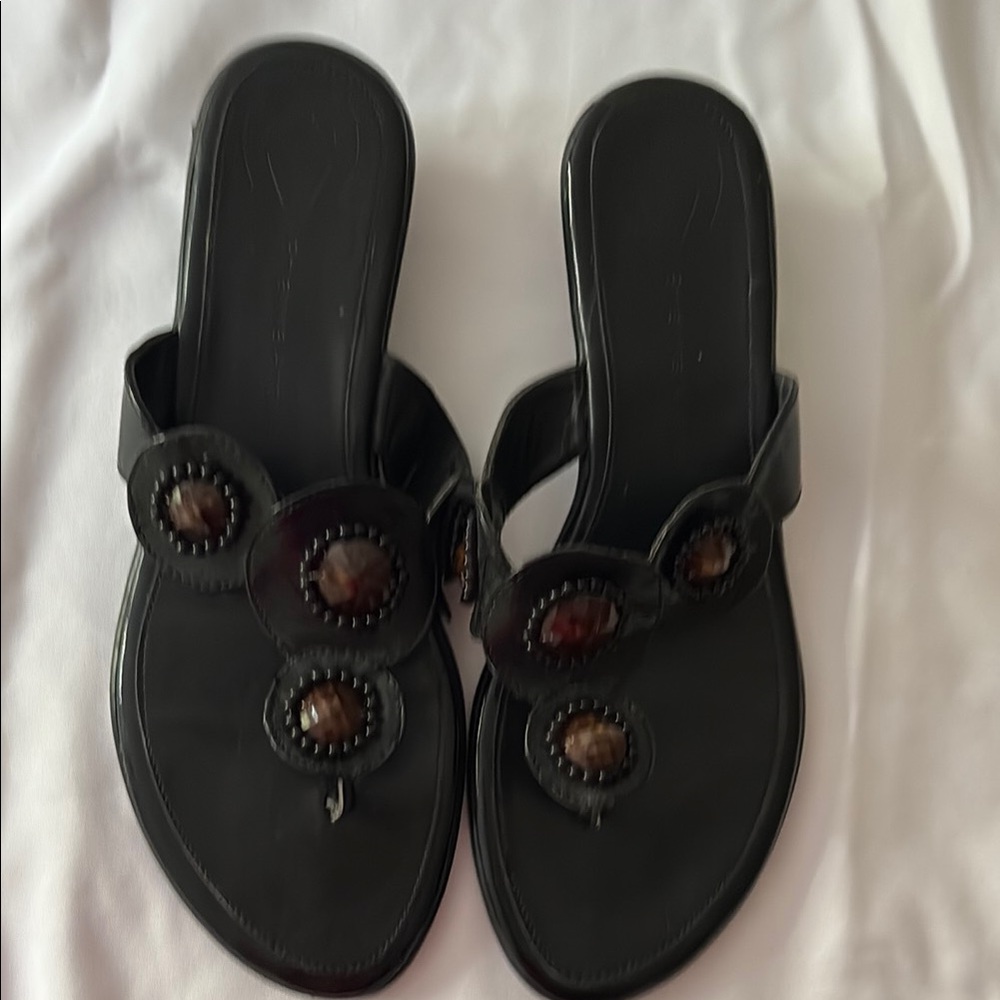 Etienne Aigner Black Beaded Women's Sandals